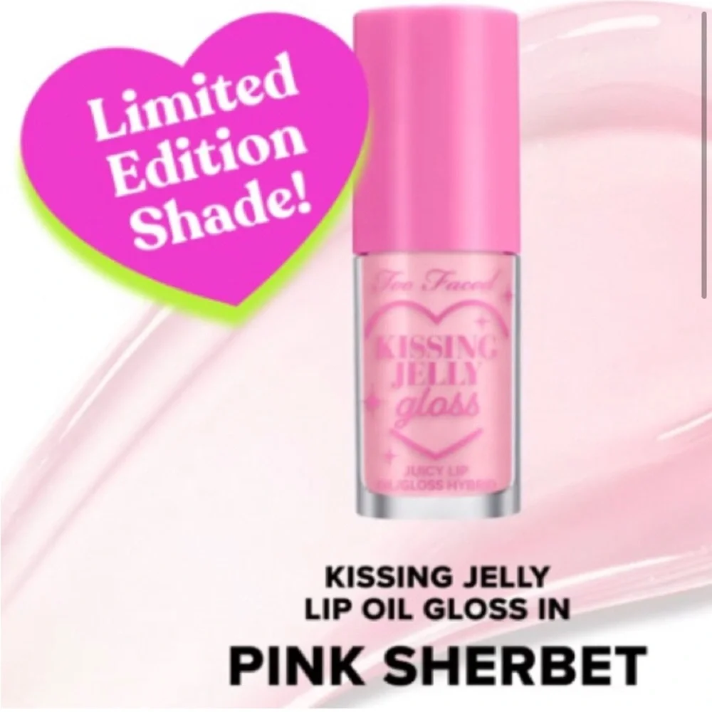 Too Faced Kissing Jelly Gloss in Pink Sherbet NEW
